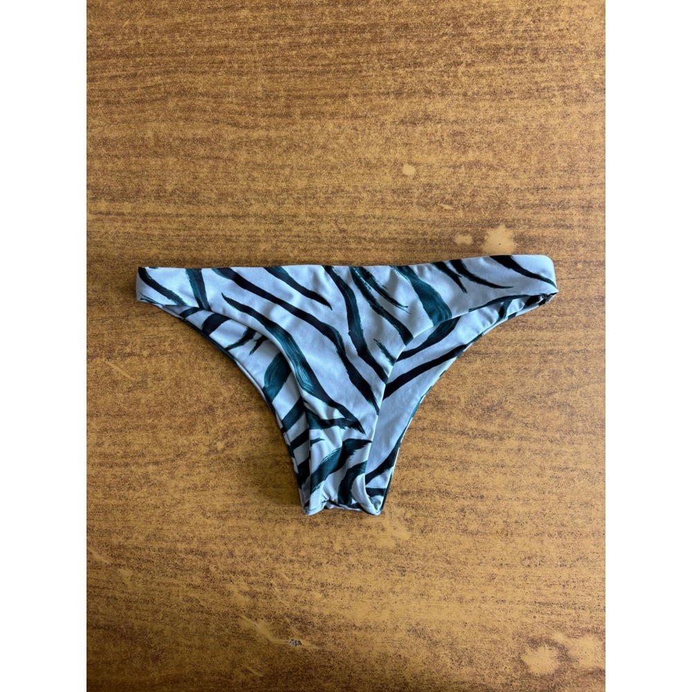STN FX SWM Zebra Print Bikini Bottoms Grey Green Animal Print XS Cheeky Swimwear